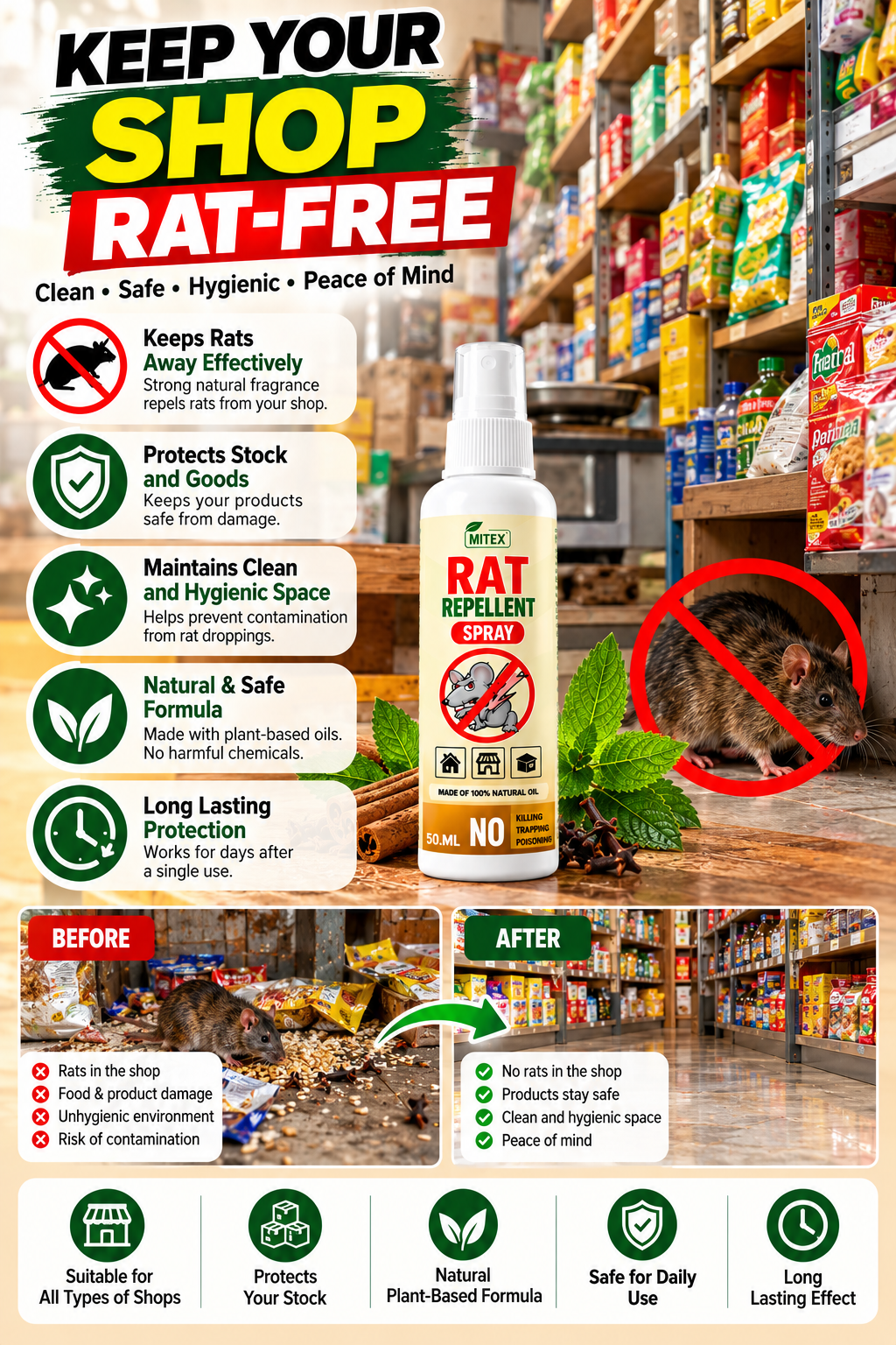 RatShield™ Buy 1 Get 2 Free – Rodent Repellent Spray | Pack of 3