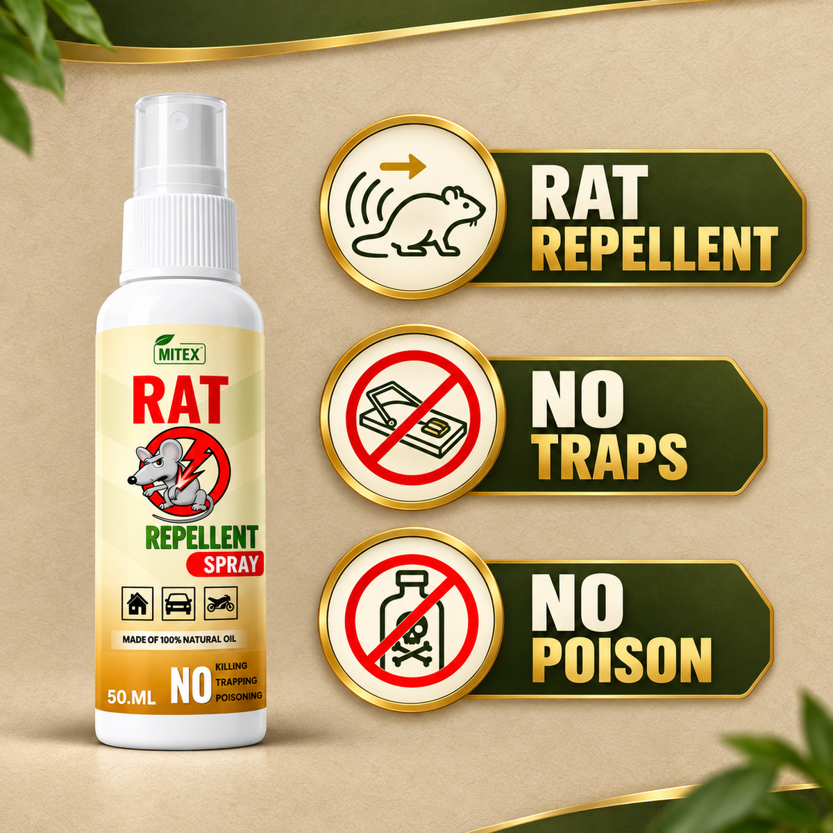 RatShield™ Buy 1 Get 2 Free – Rodent Repellent Spray | Pack of 3