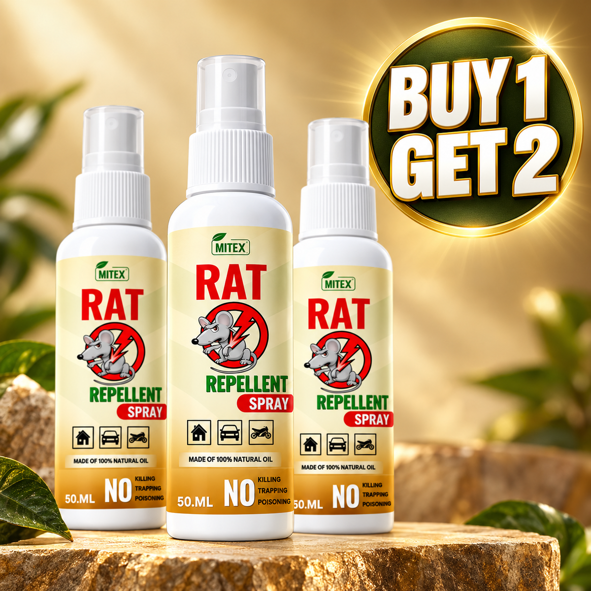 RatShield™ Buy 1 Get 2 Free – Rodent Repellent Spray | Pack of 3